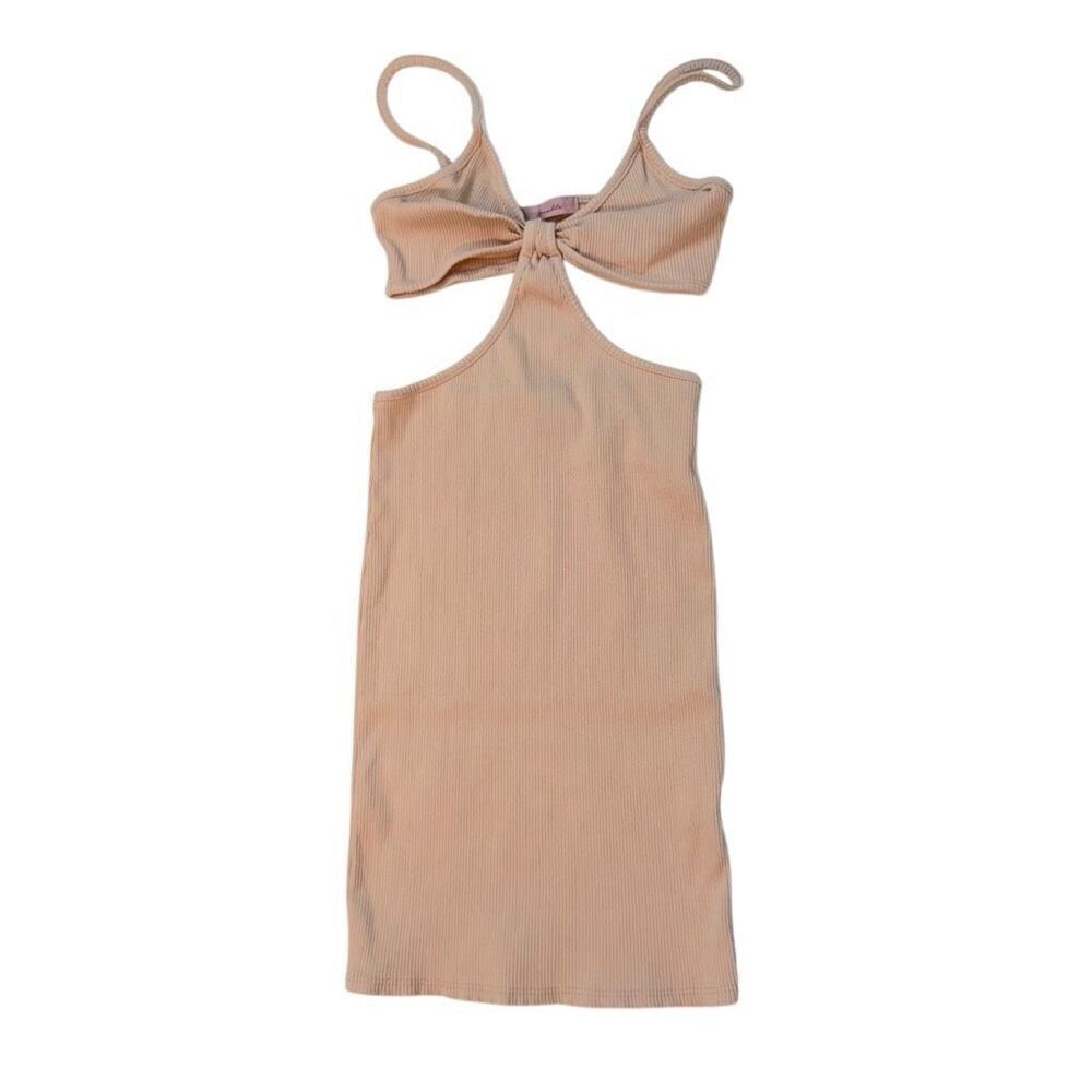 Amable Cutout Serita Ribbed Dress Bodycon Mini in Tan M - Picture 2 of 11